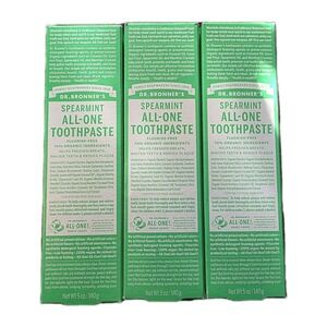 3 pack DR BRONNER'S All-One Toothpaste Spearmint 5 oz NEW in box